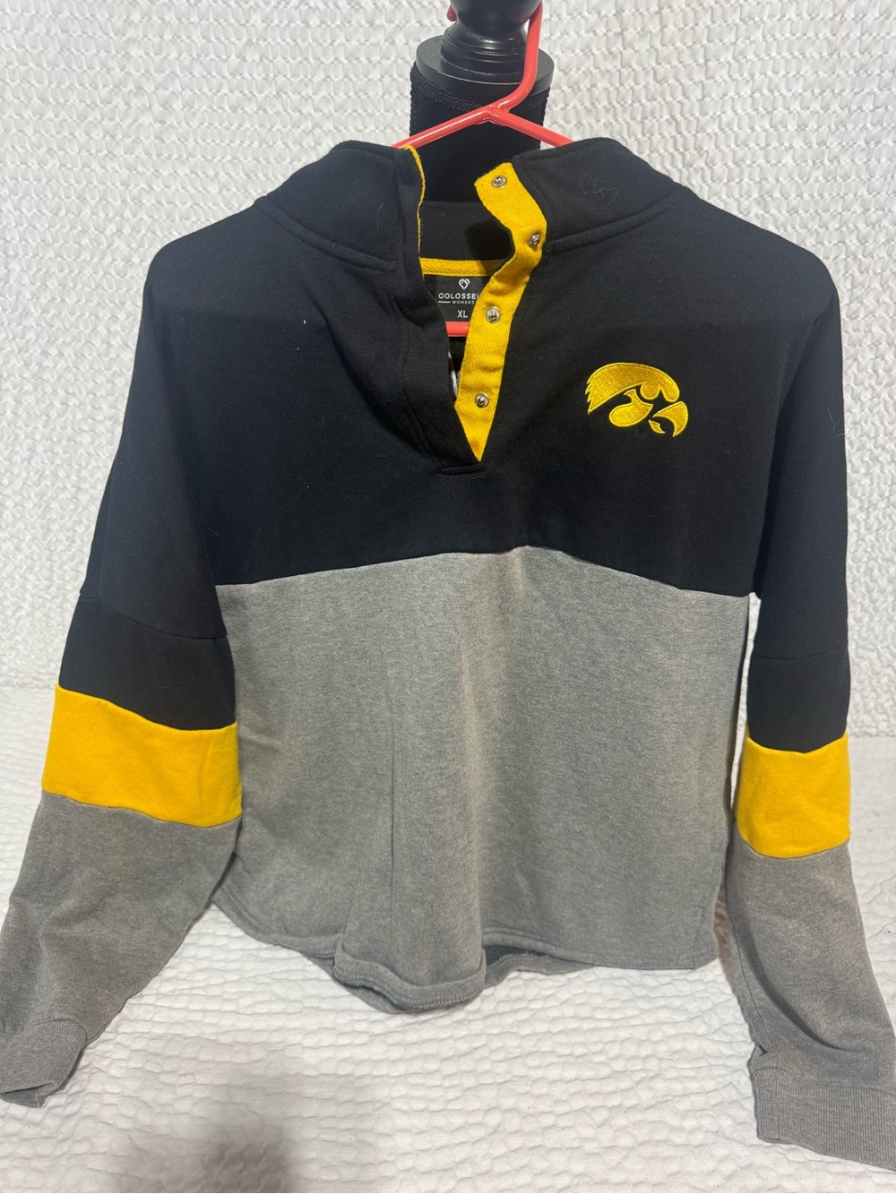 Colosseum Colorblock Pullover Hoodie in Black, Gray & Yellow